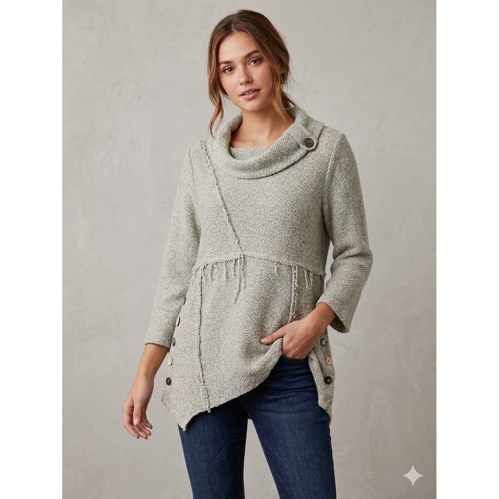 Soft Surroundings Breakwater Cowl Neck Tunic Petite M Boho Lagenlook Grunge